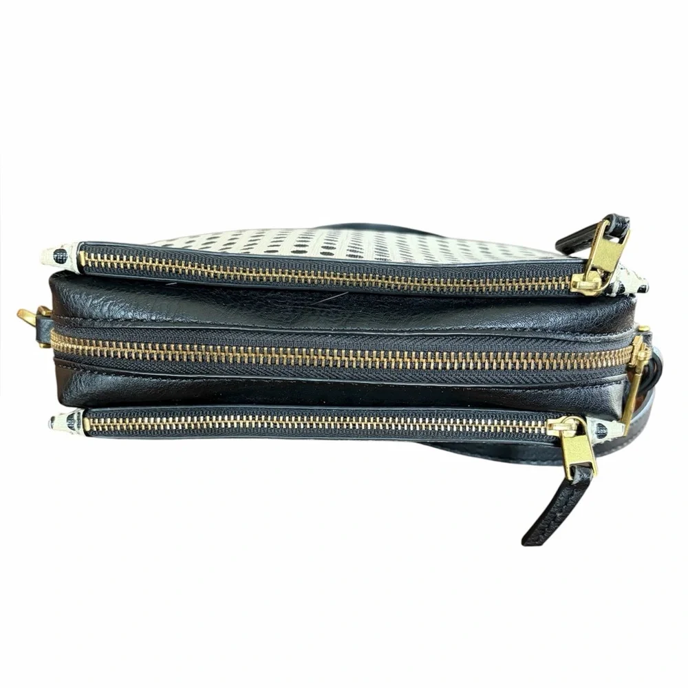 Fossil Black and White Woman’s Campbell Polka Dot Crossbody Bag